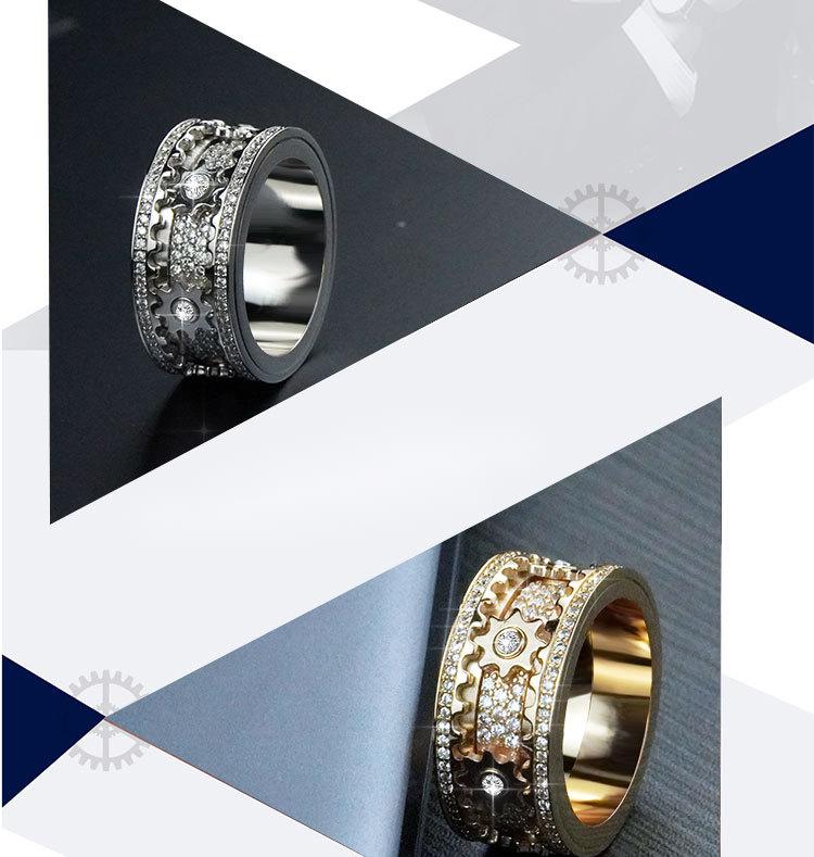 Inlaid stone inlaid with gypsophila diamond gear rotating men and women vibrato the same ring